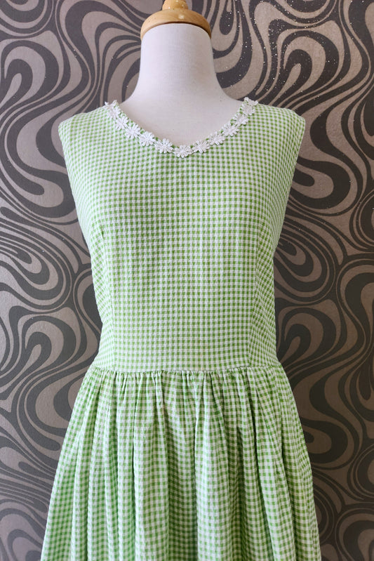 Green Gingham Dress // Retro