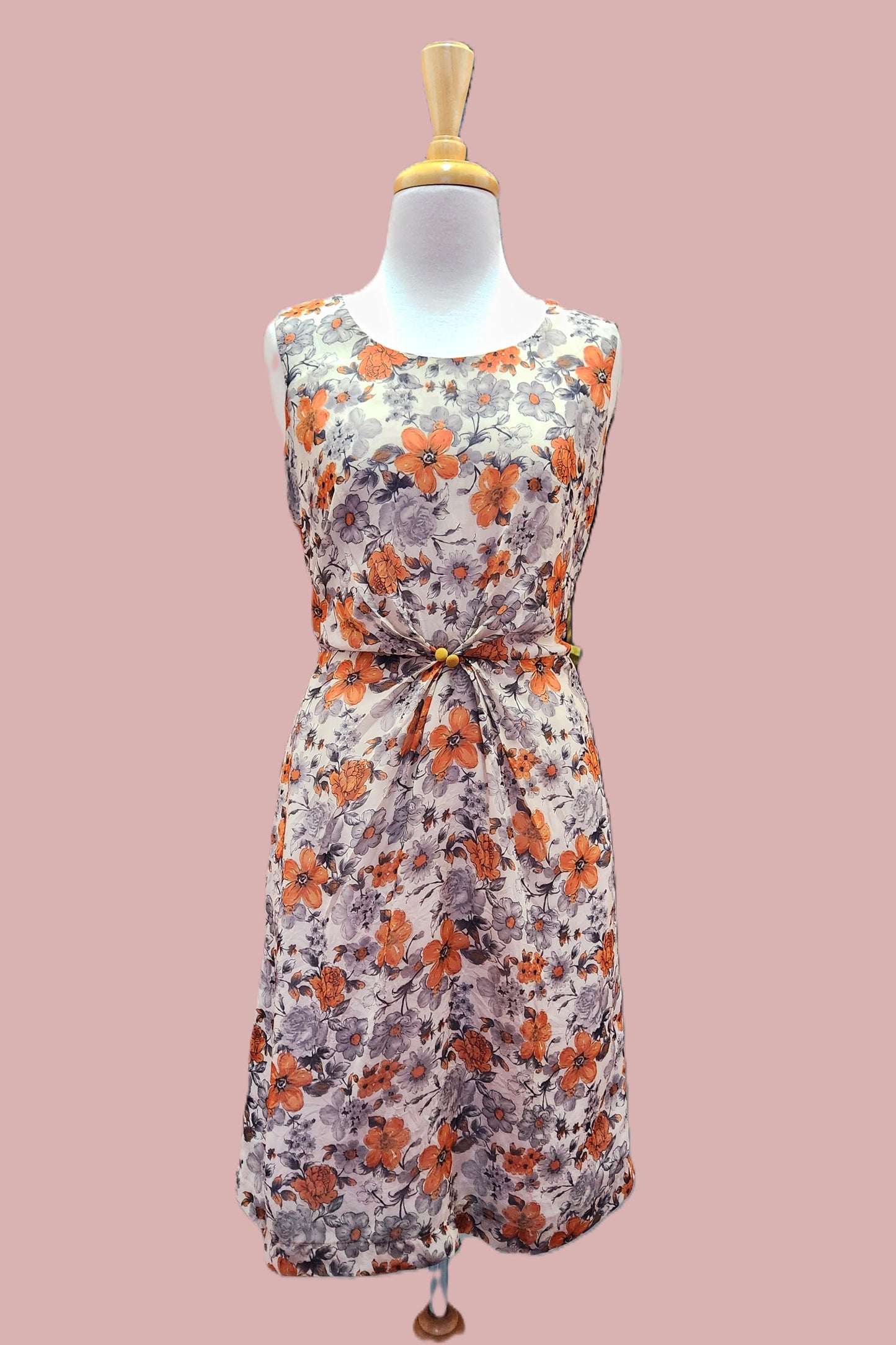 Orange and Grey Chiffon Dress // Sample