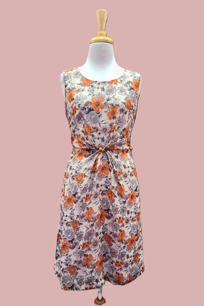Orange and Grey Chiffon Dress // Sample