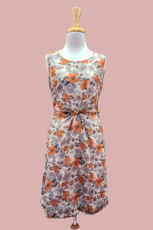 Orange and Grey Chiffon Dress // Sample