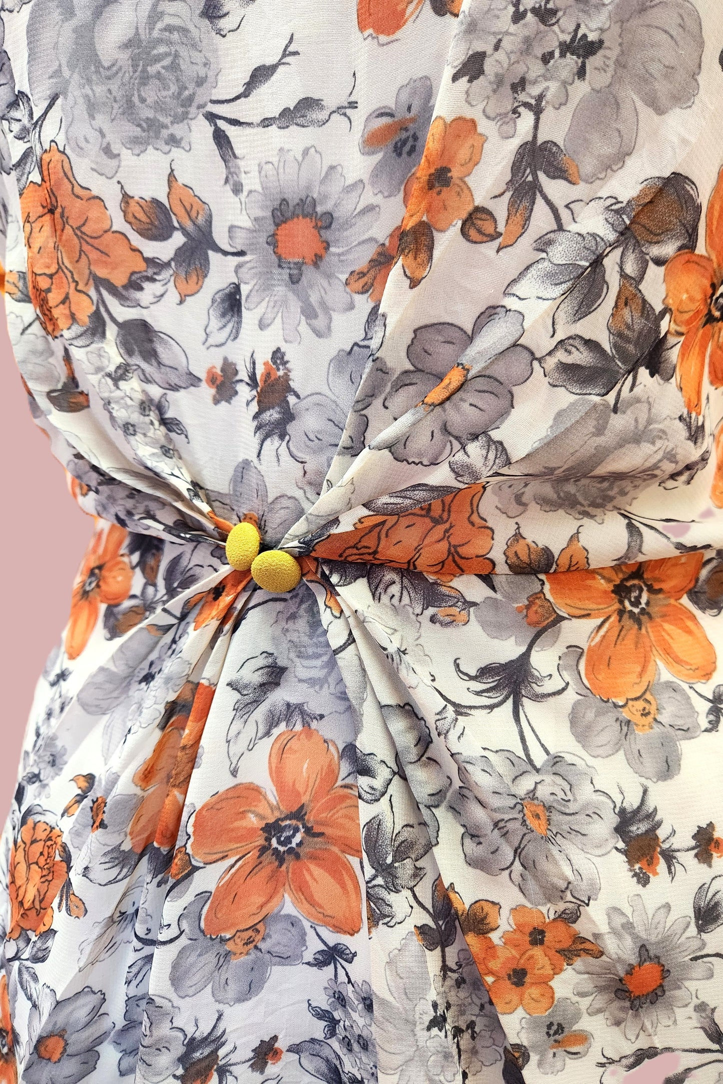 Orange and Grey Chiffon Dress // Sample