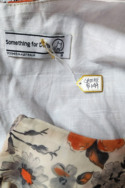 Orange and Grey Chiffon Dress // Sample