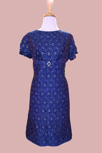 Silver thread flower Dress // Retro