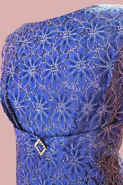 Silver thread flower Dress // Retro