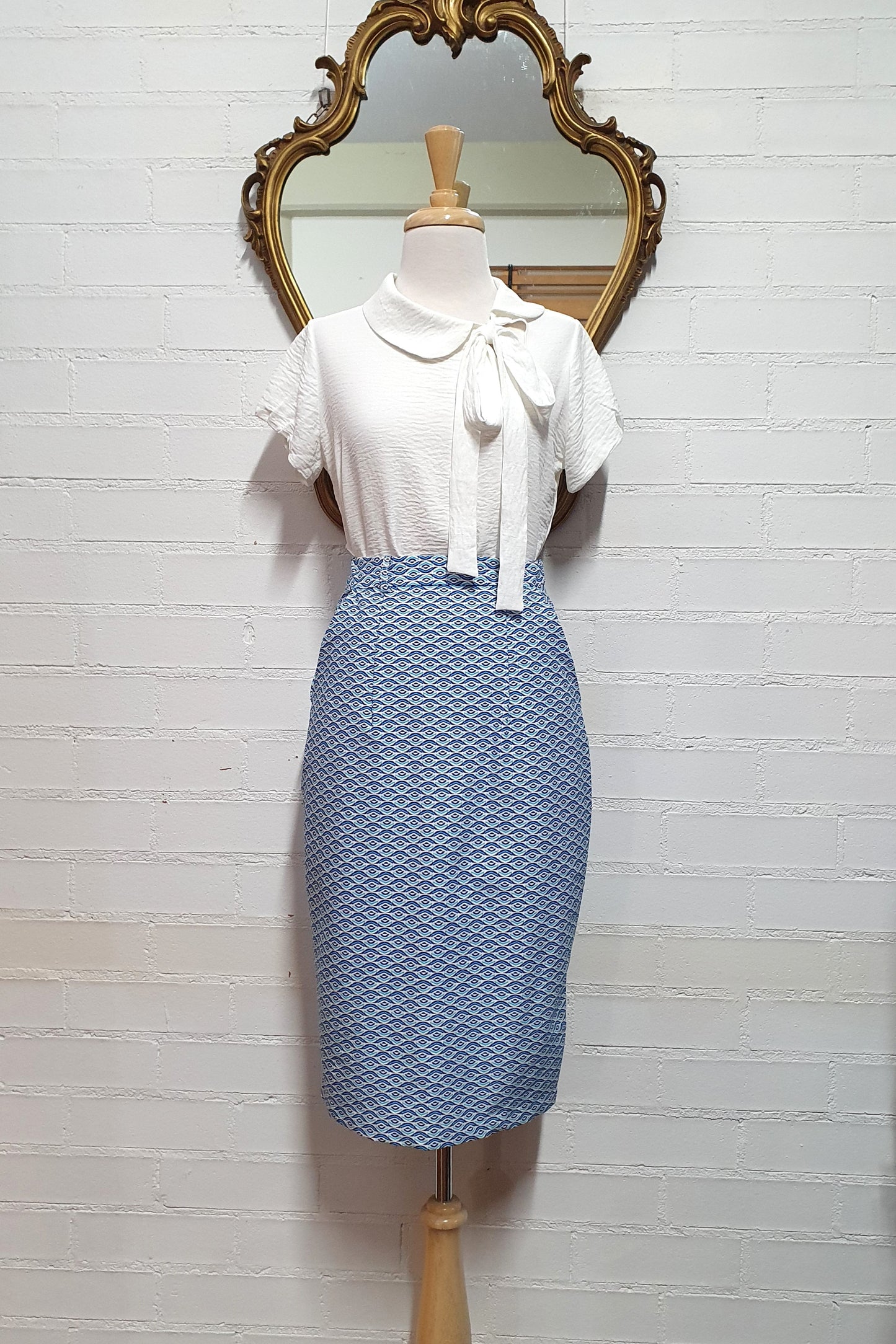 Cherie Pencil Skirt // Blue Wave