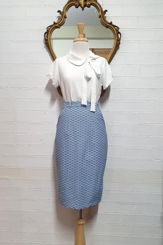 Cherie Pencil Skirt // Blue Wave